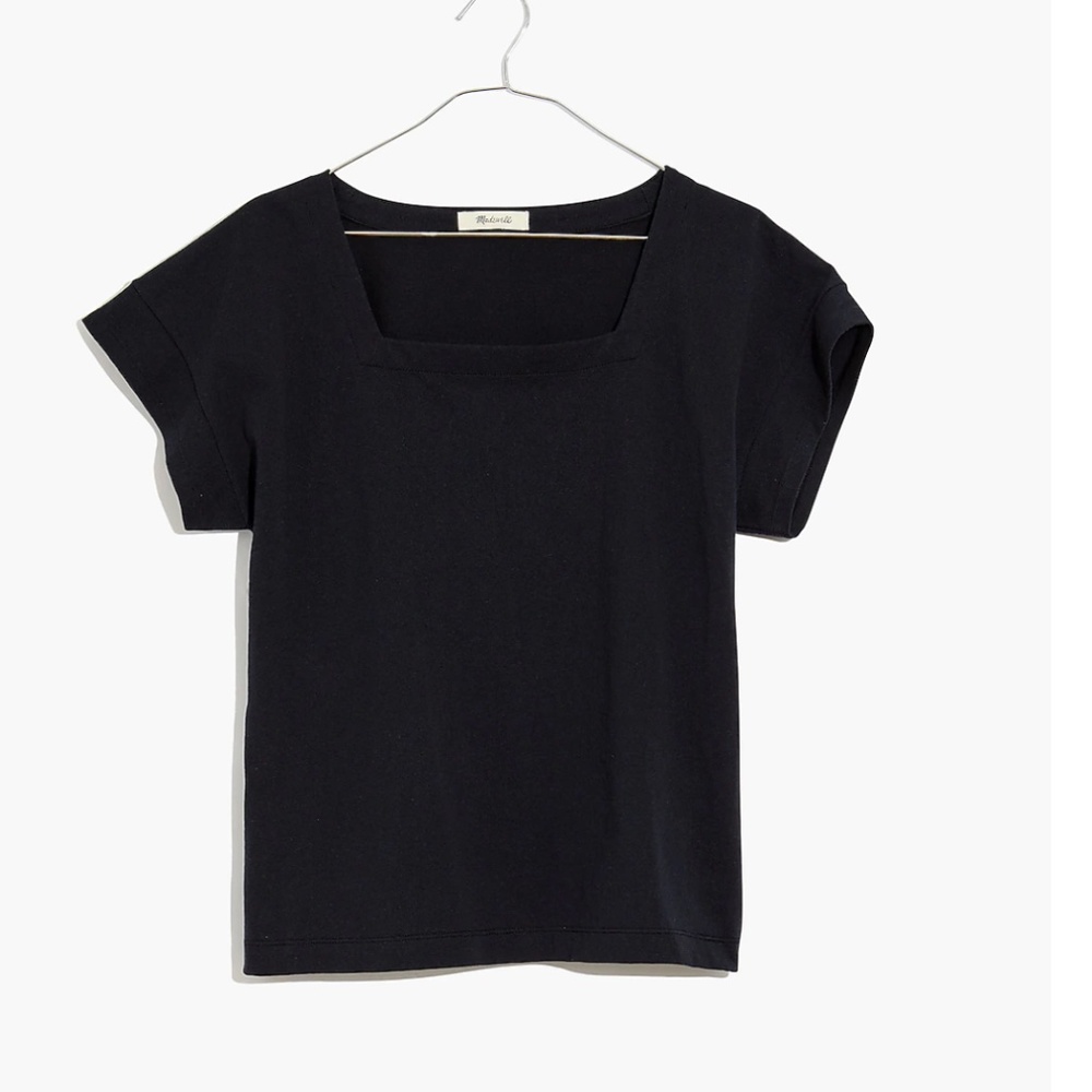 Madewell - Knit Square Neck Top Black Size Medium